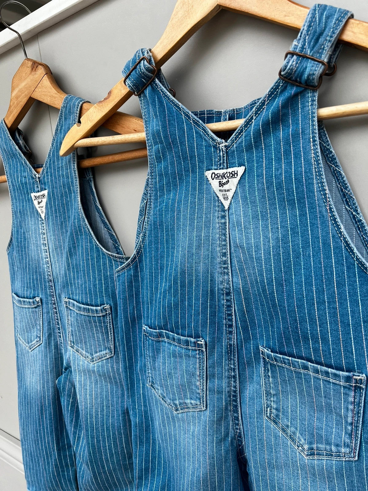 Oshkosh Striped Denim Girls Dungarees 12M and 4T