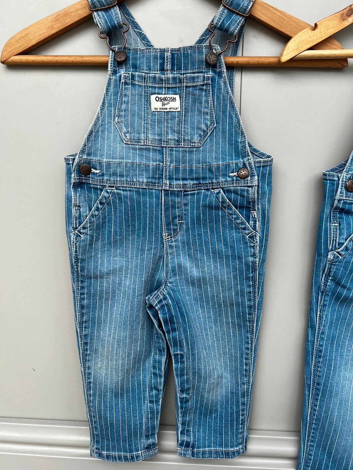 Oshkosh Striped Denim Girls Dungarees 12M and 4T