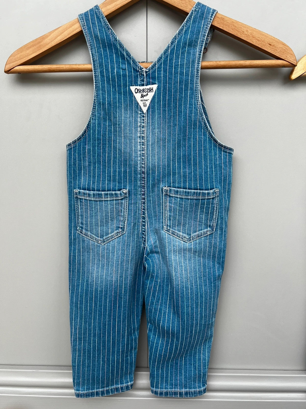 Oshkosh Striped Denim Girls Dungarees 12M and 4T