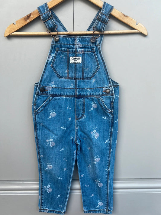 Oshkosh Denim Floral Dungarees 2T (Play condition)