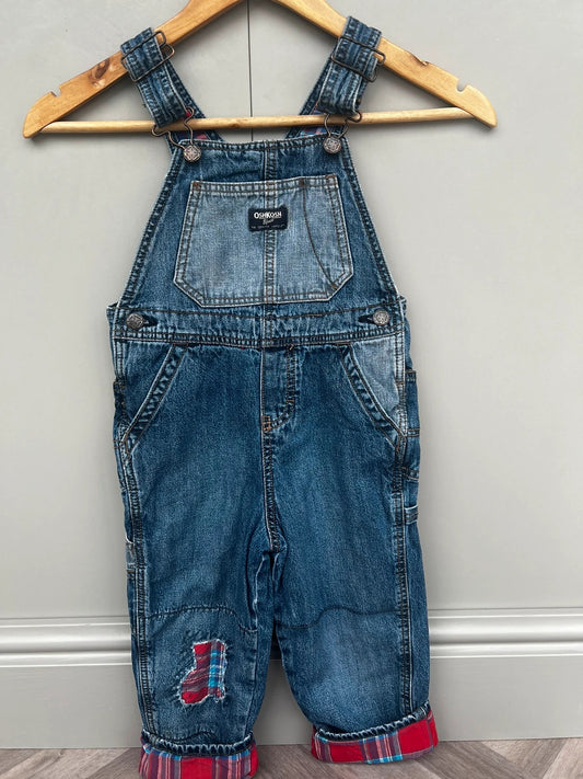 Oshkosh Lined Tartan Turn Up Dungarees 4T