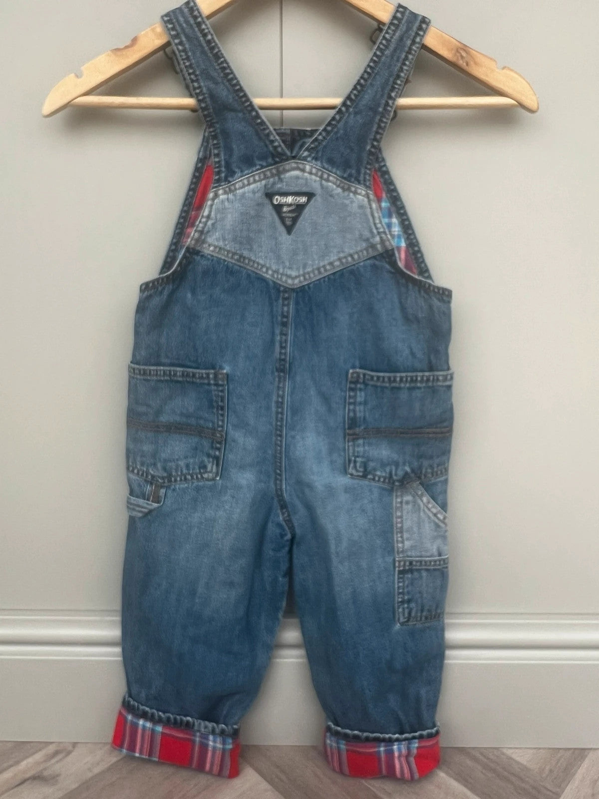 Oshkosh Lined Tartan Turn Up Dungarees 4T