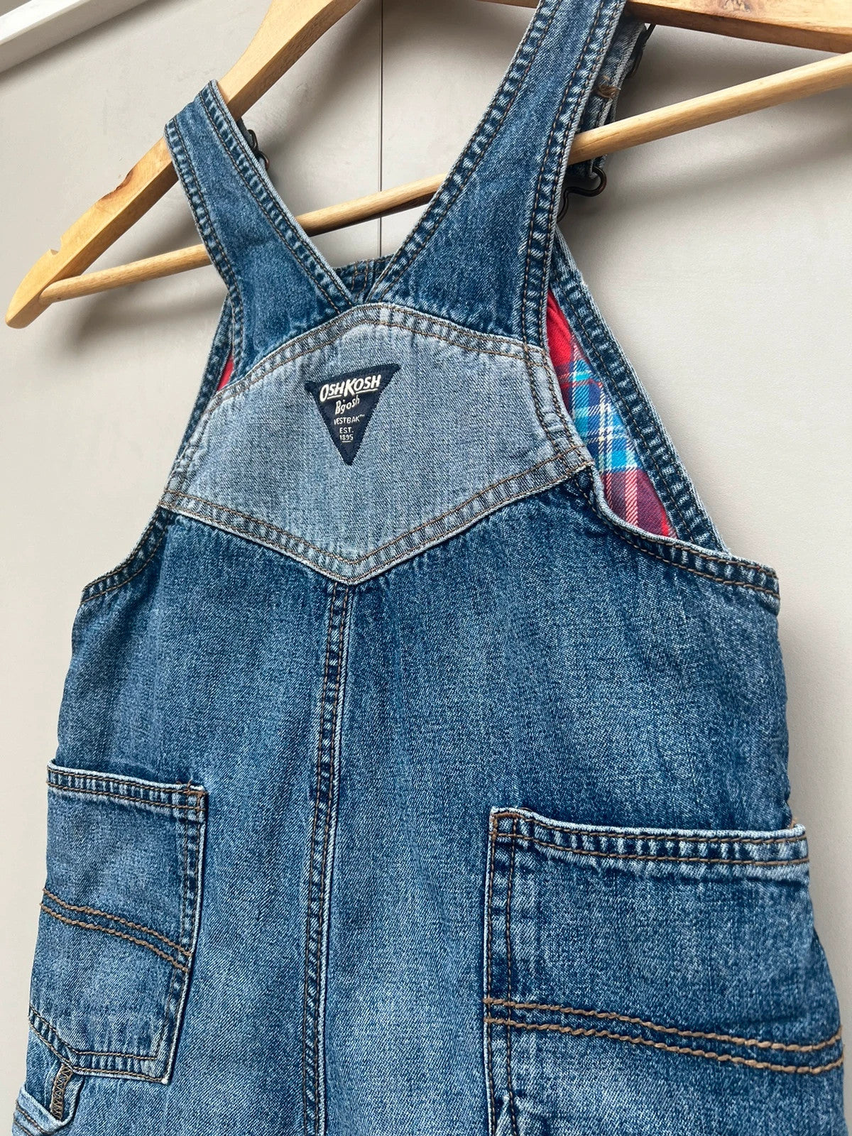 Oshkosh Lined Tartan Turn Up Dungarees 4T