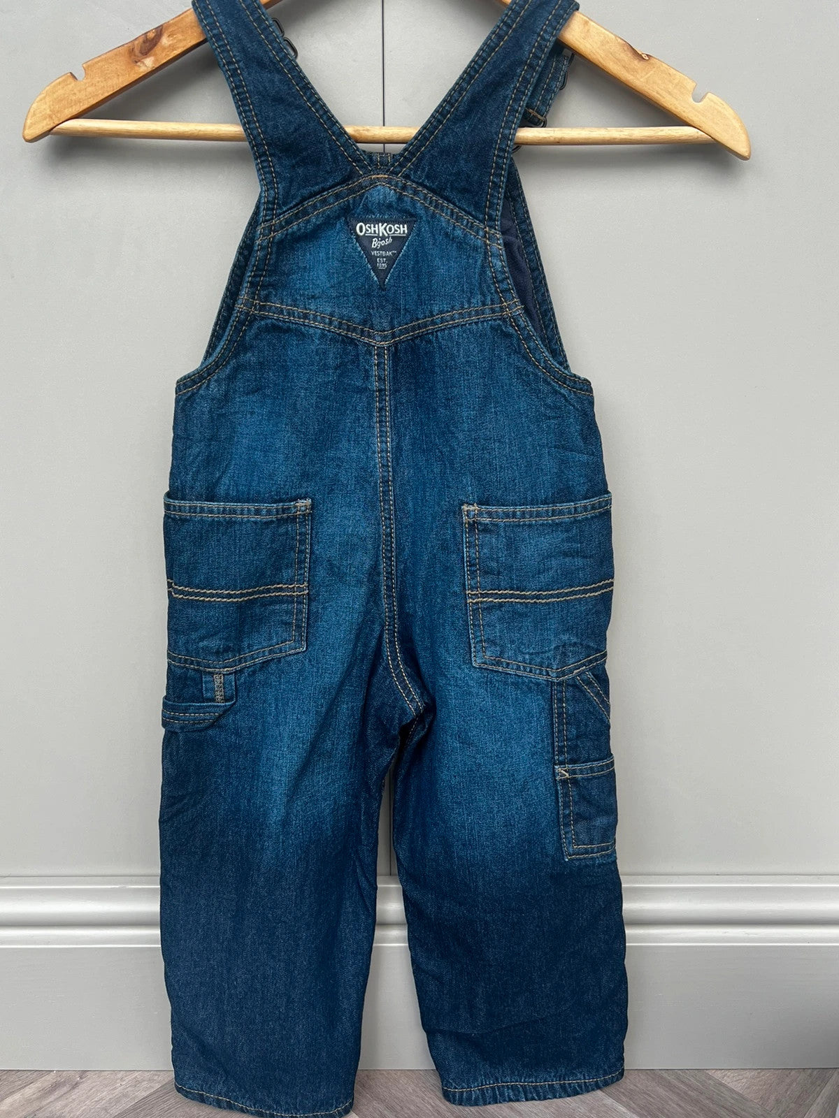 Oshkosh Fleece Lined Denim Dungarees 2T