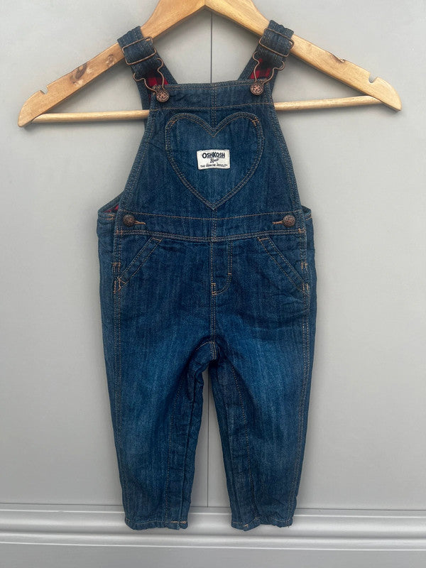 Oshkosh Heart Denim Girls Dungarees 12M