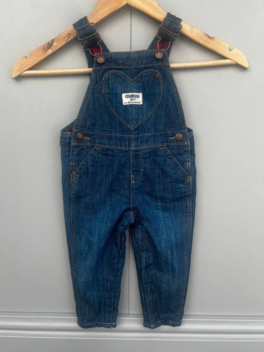 Oshkosh Heart Denim Girls Dungarees 12M