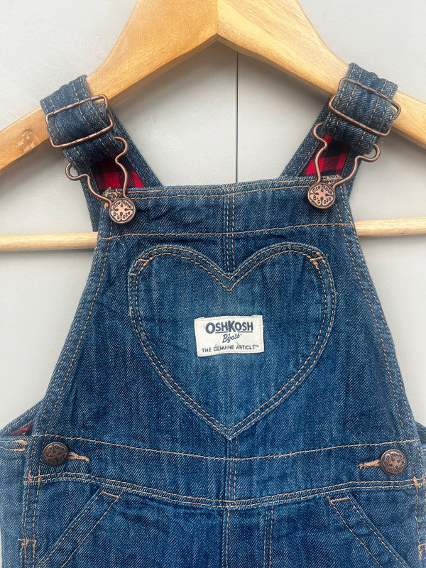 Oshkosh Heart Denim Girls Dungarees 12M