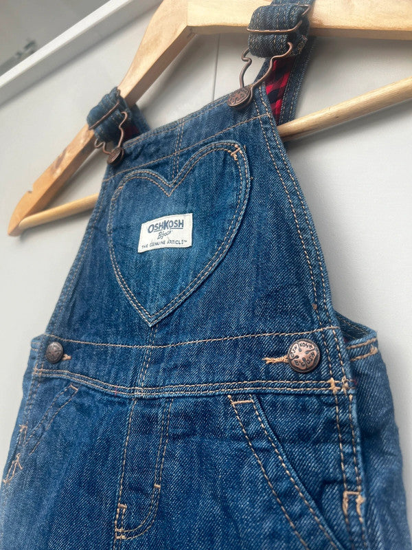 Oshkosh Heart Denim Girls Dungarees 12M