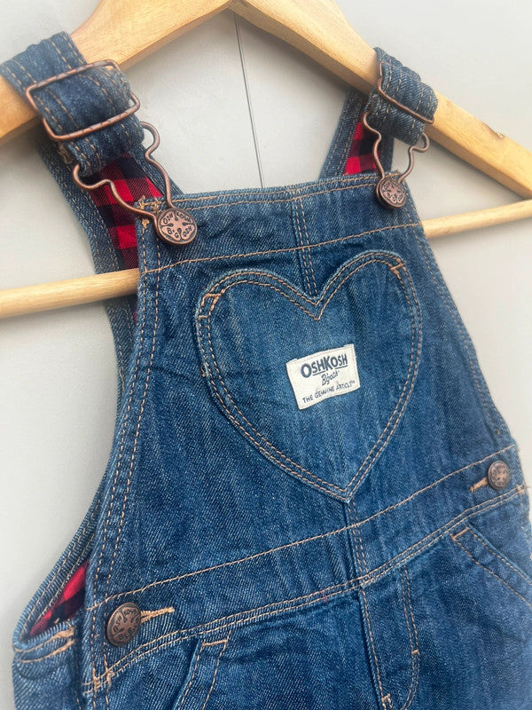 Oshkosh Heart Denim Girls Dungarees 12M