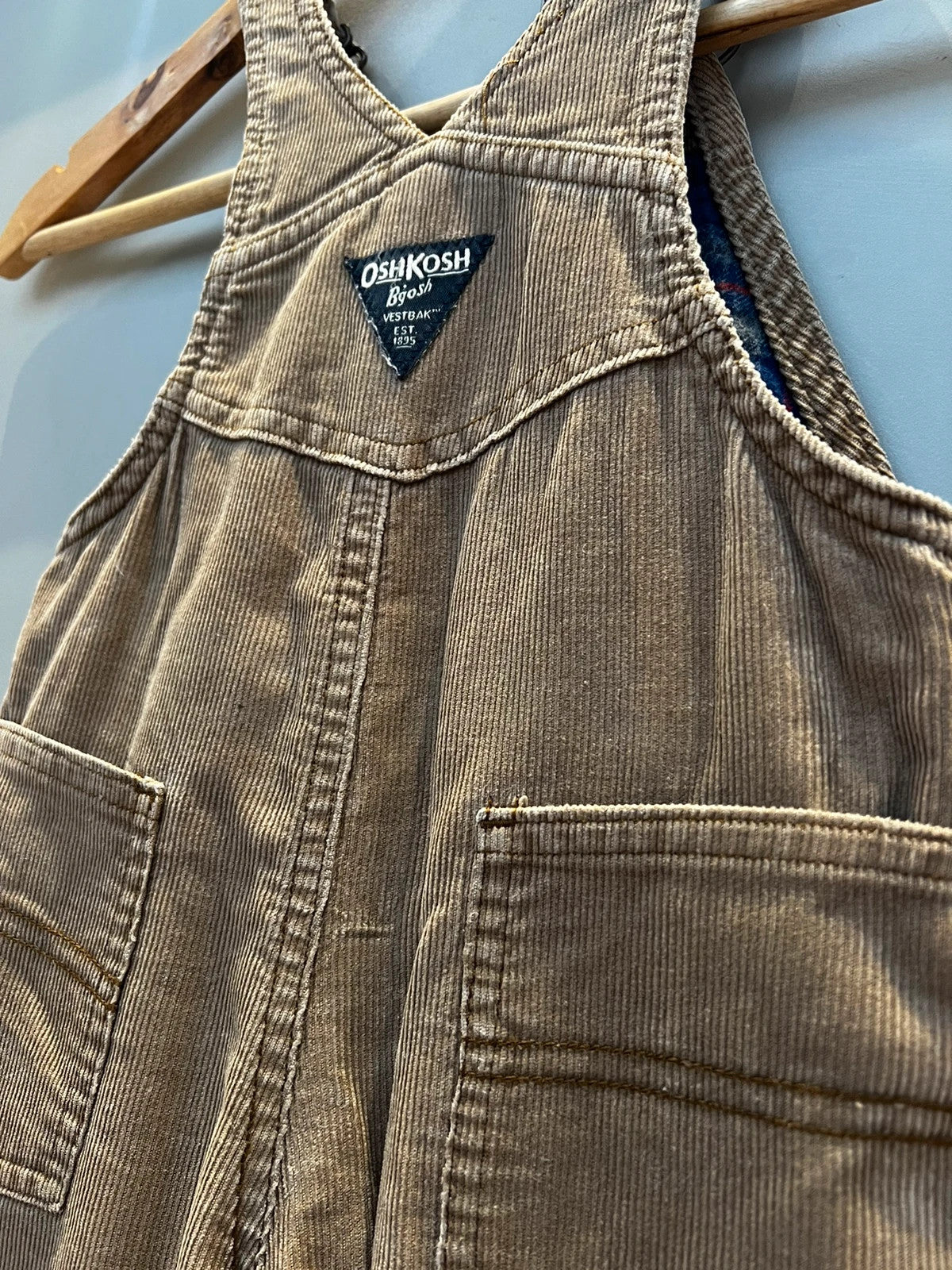 Oshkosh Beige Corduroy Dungarees 18M