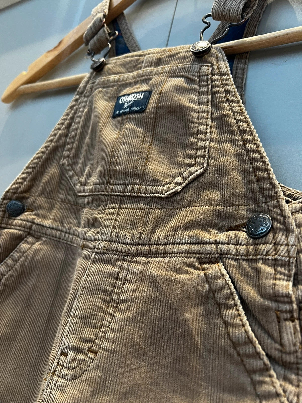 Oshkosh Beige Corduroy Dungarees 18M