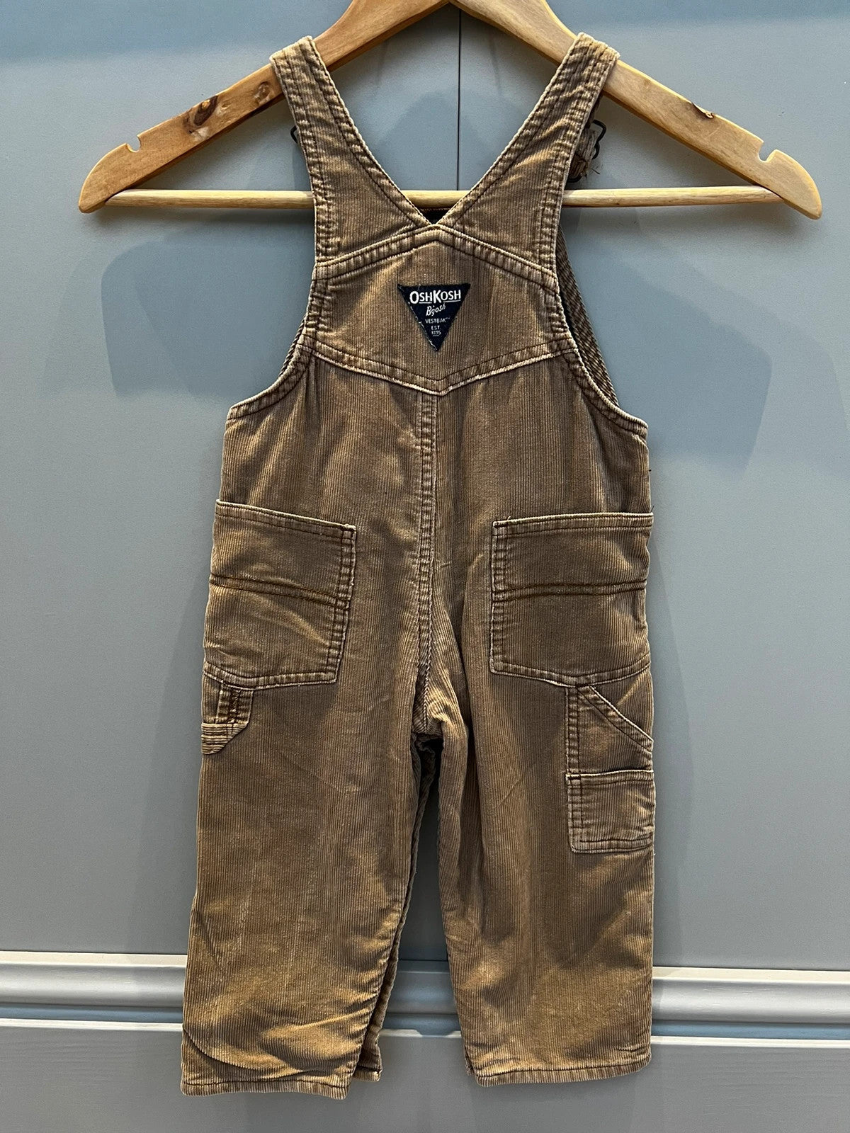 Oshkosh Beige Corduroy Dungarees 18M