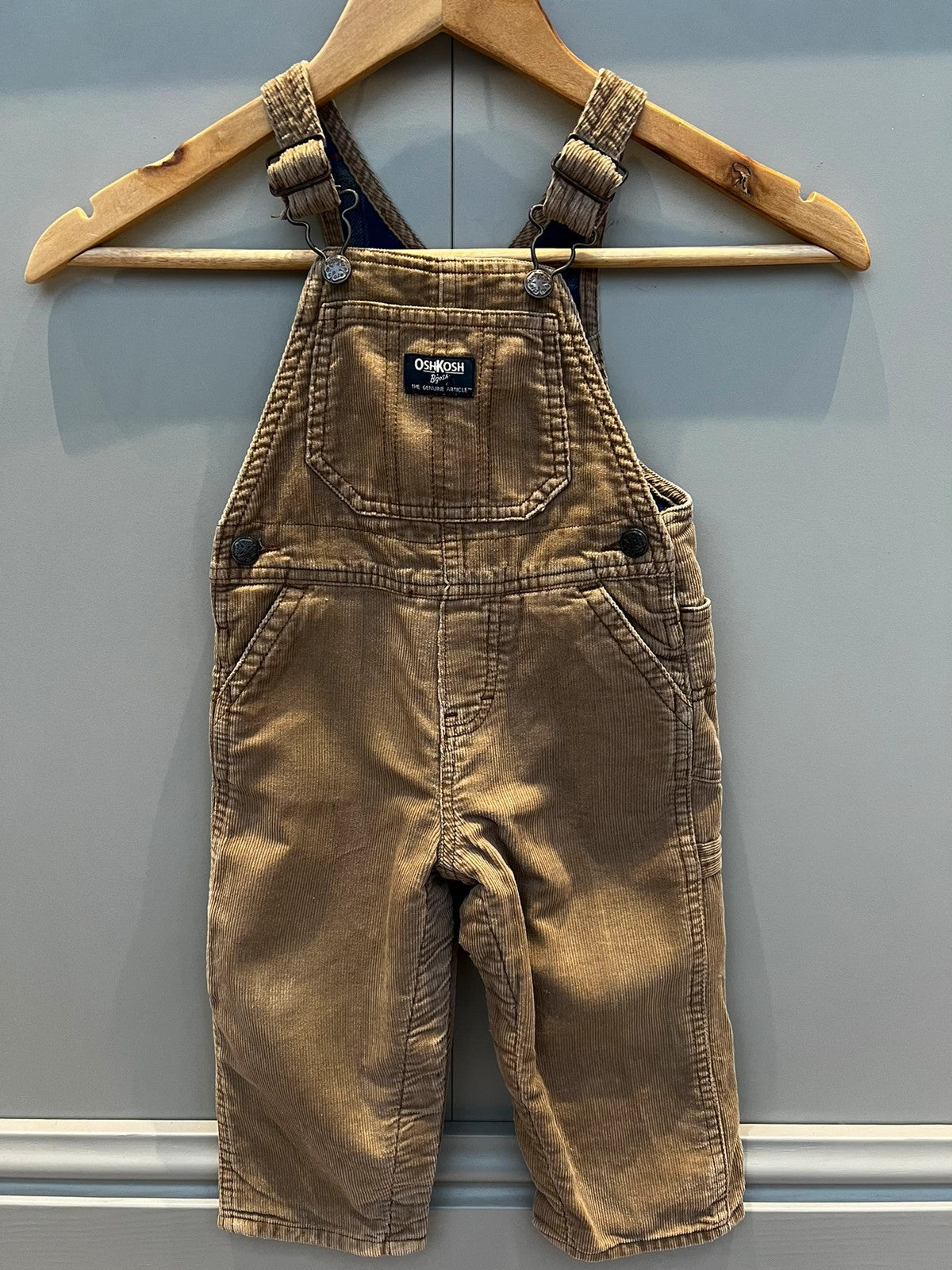 Oshkosh Beige Corduroy Dungarees 18M