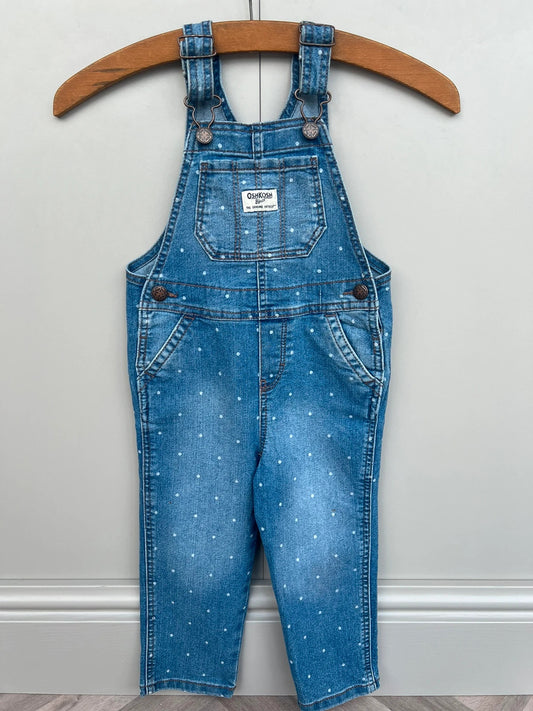 Oshkosh Spotted Polka Dot Denim Dungarees (Play condition)