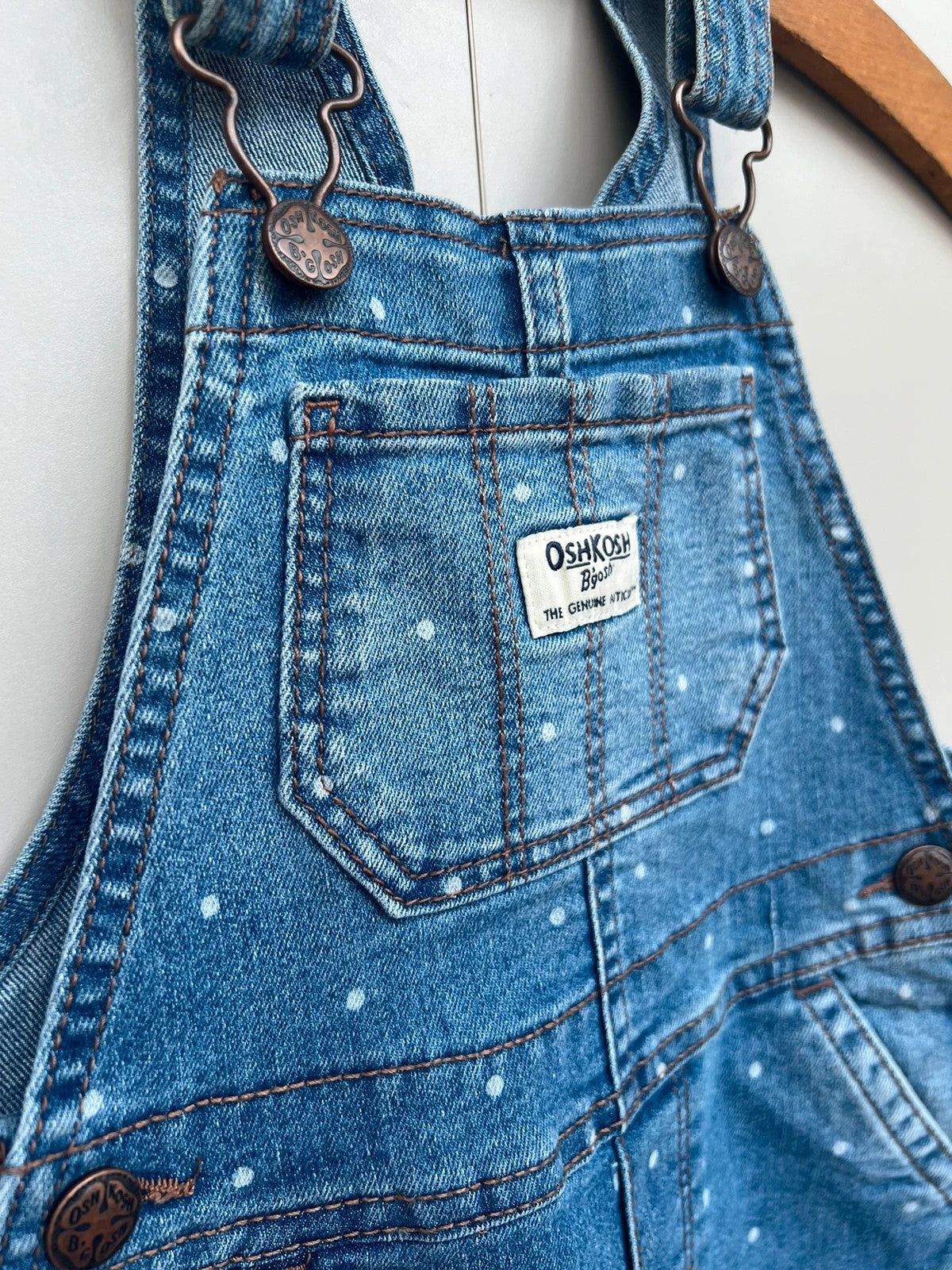 Oshkosh Spotted Polka Dot Denim Dungarees (Play condition)