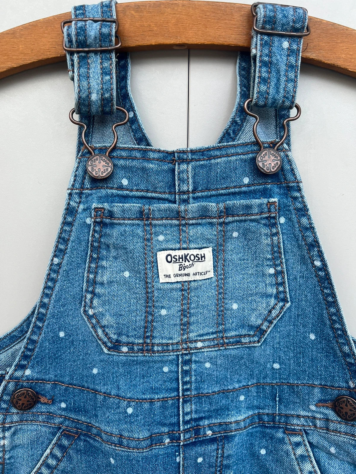 Oshkosh Spotted Polka Dot Denim Dungarees (Play condition)