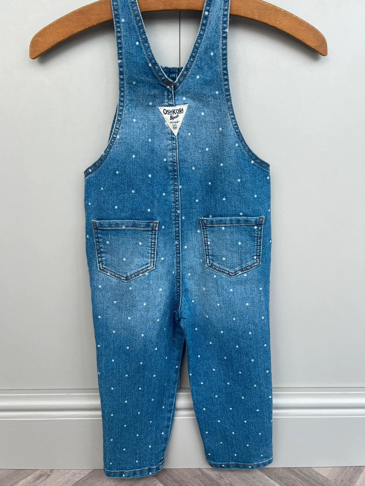 Oshkosh Spotted Polka Dot Denim Dungarees (Play condition)