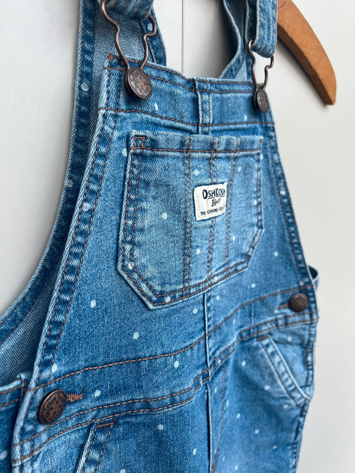 Oshkosh Spotted Polka Dot Denim Dungarees (Play condition)