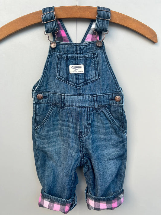 Oshkosh Denim Lined Gingham Dungarees 9M