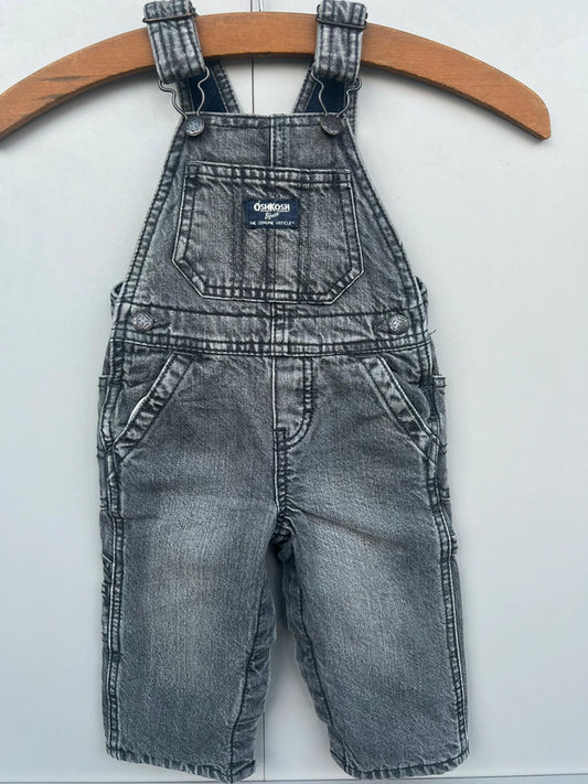 Oshkosh Grey Denim Dungarees Fleece Lined 9M