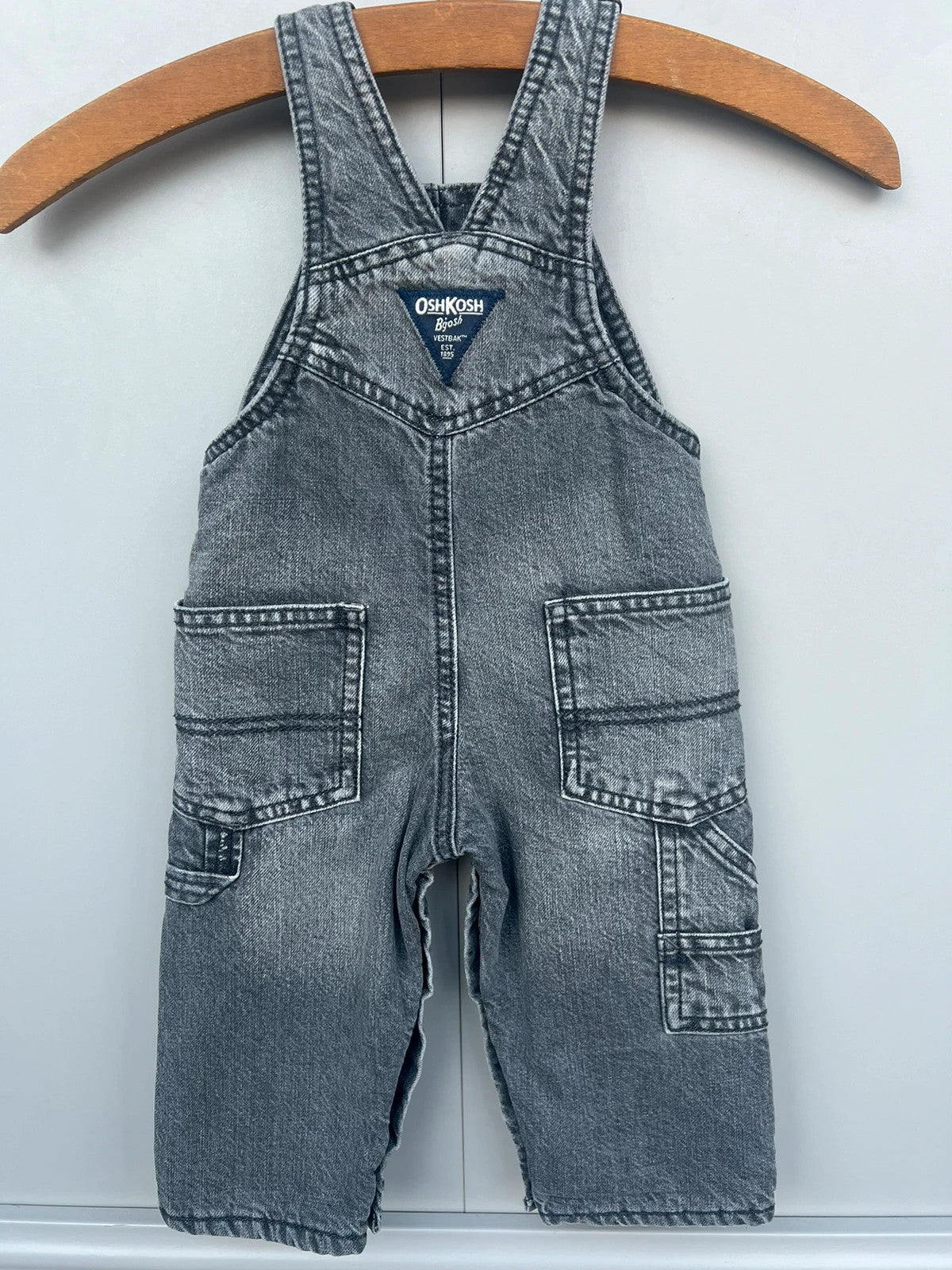 Oshkosh Gray Denim Dungarees Fleece Lined