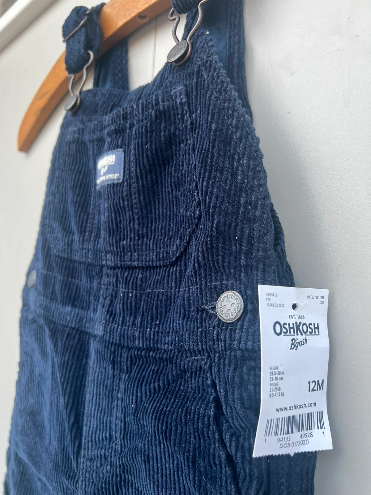 Oshkosh Navy Corduroy Dungarees 12M