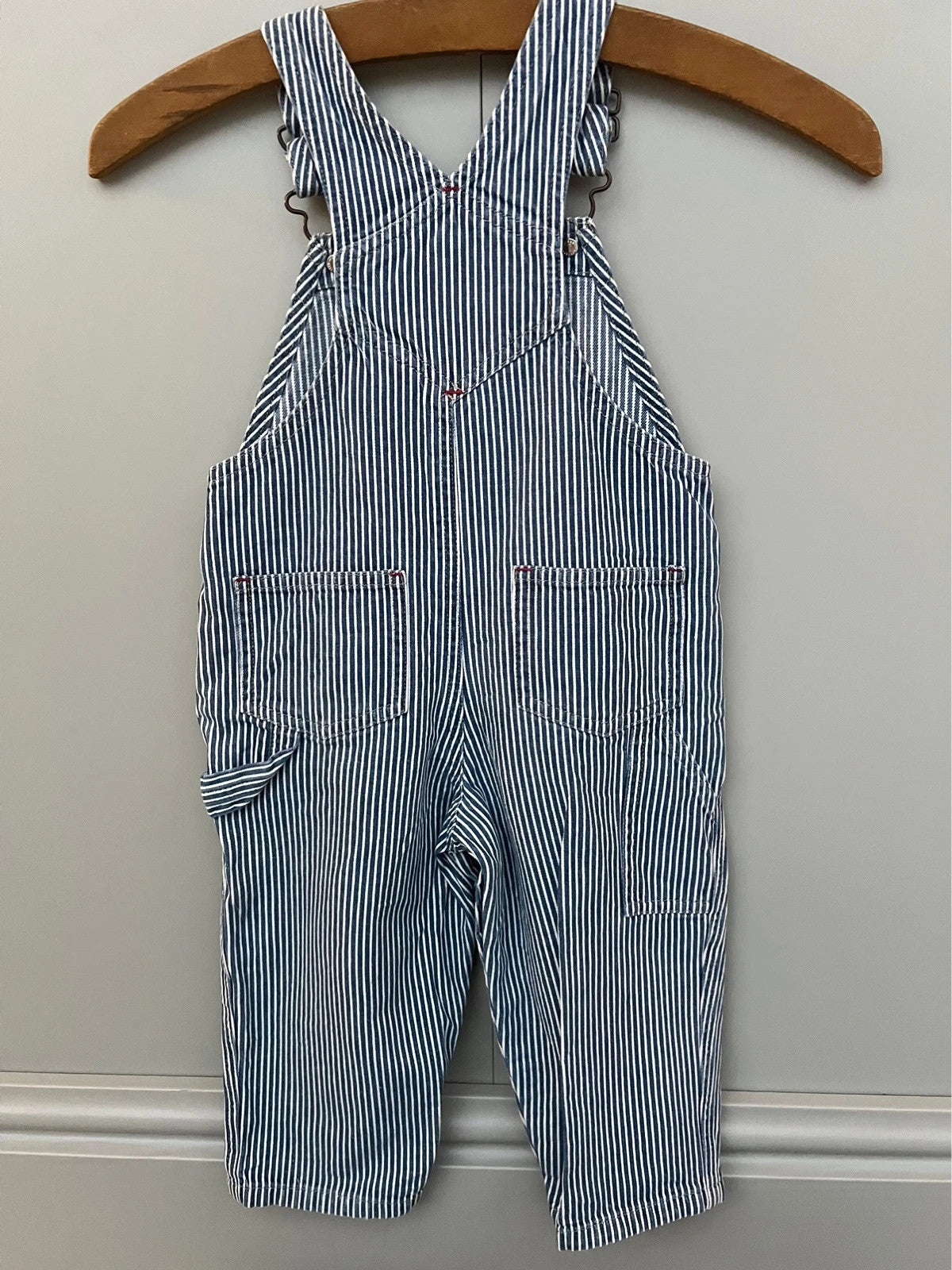 Lands End Hickory Navy Stripe Dungarees 18-24M