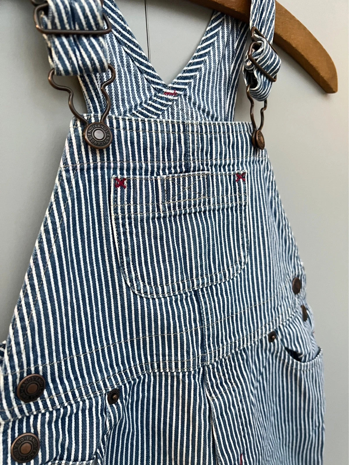 Lands End Hickory Navy Stripe Dungarees 18-24M