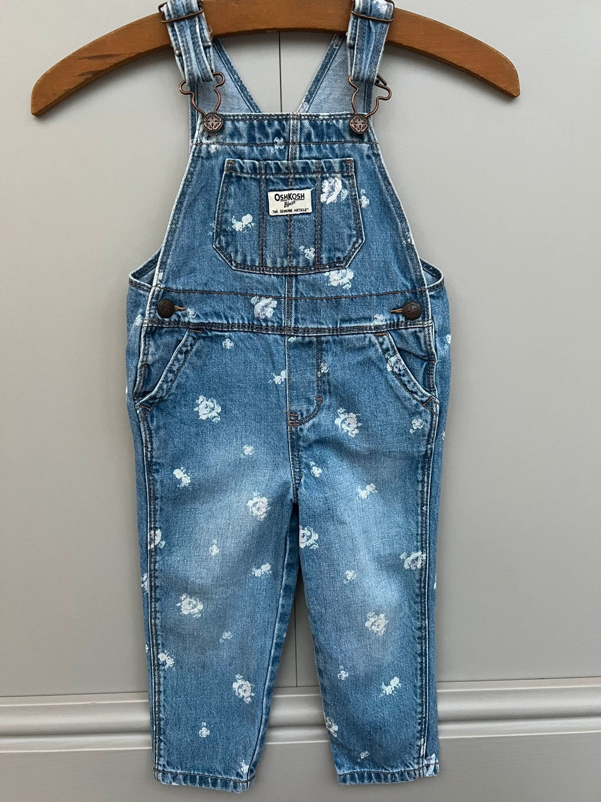 Oshkosh 2T Floral Denim Dungarees