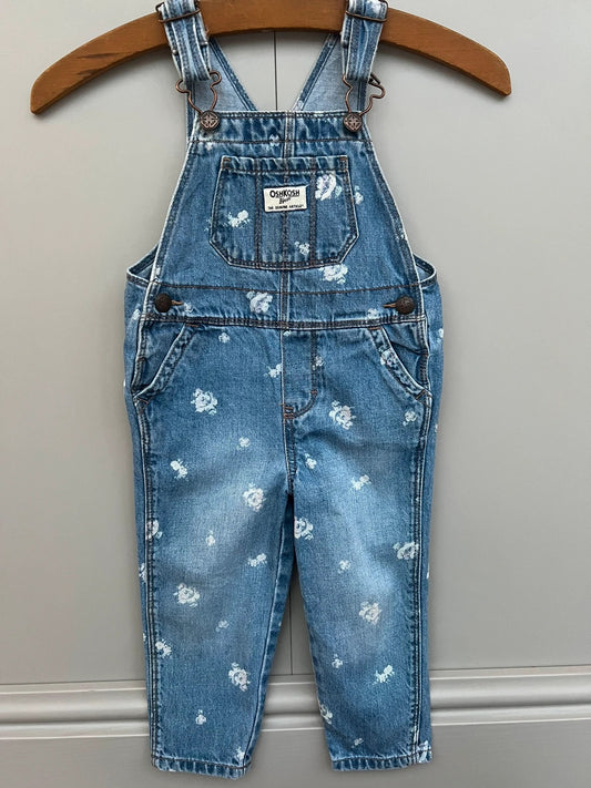 Oshkosh 2T Floral Denim Dungarees