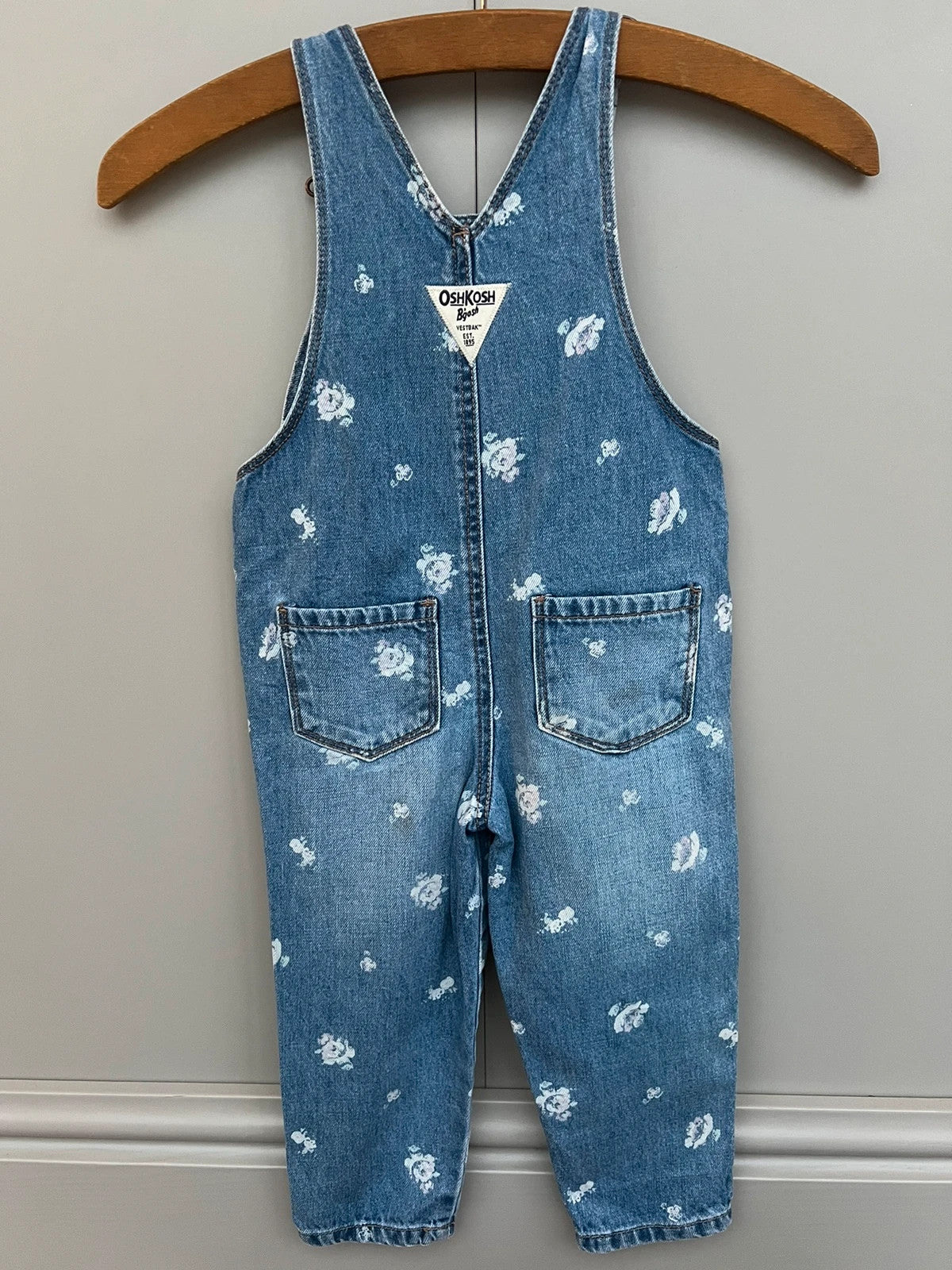 Oshkosh 2T Floral Denim Dungarees