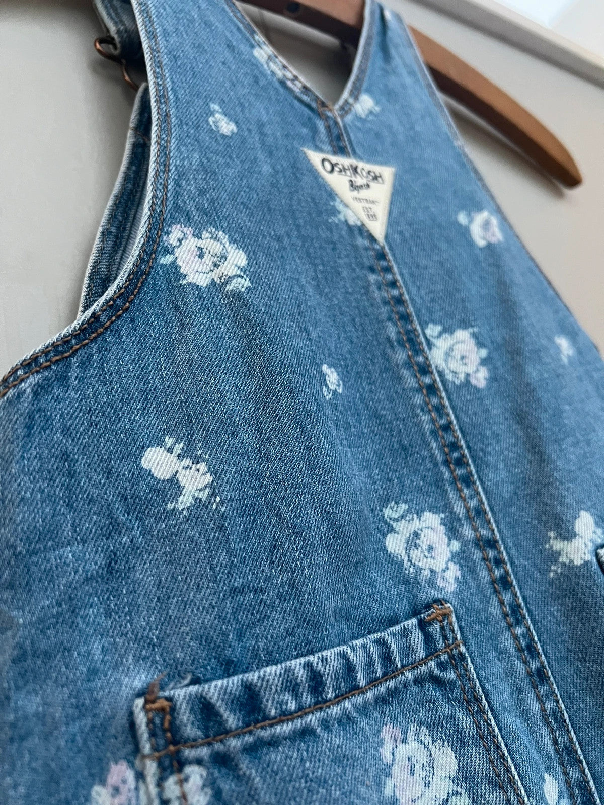 Oshkosh 2T Floral Denim Dungarees