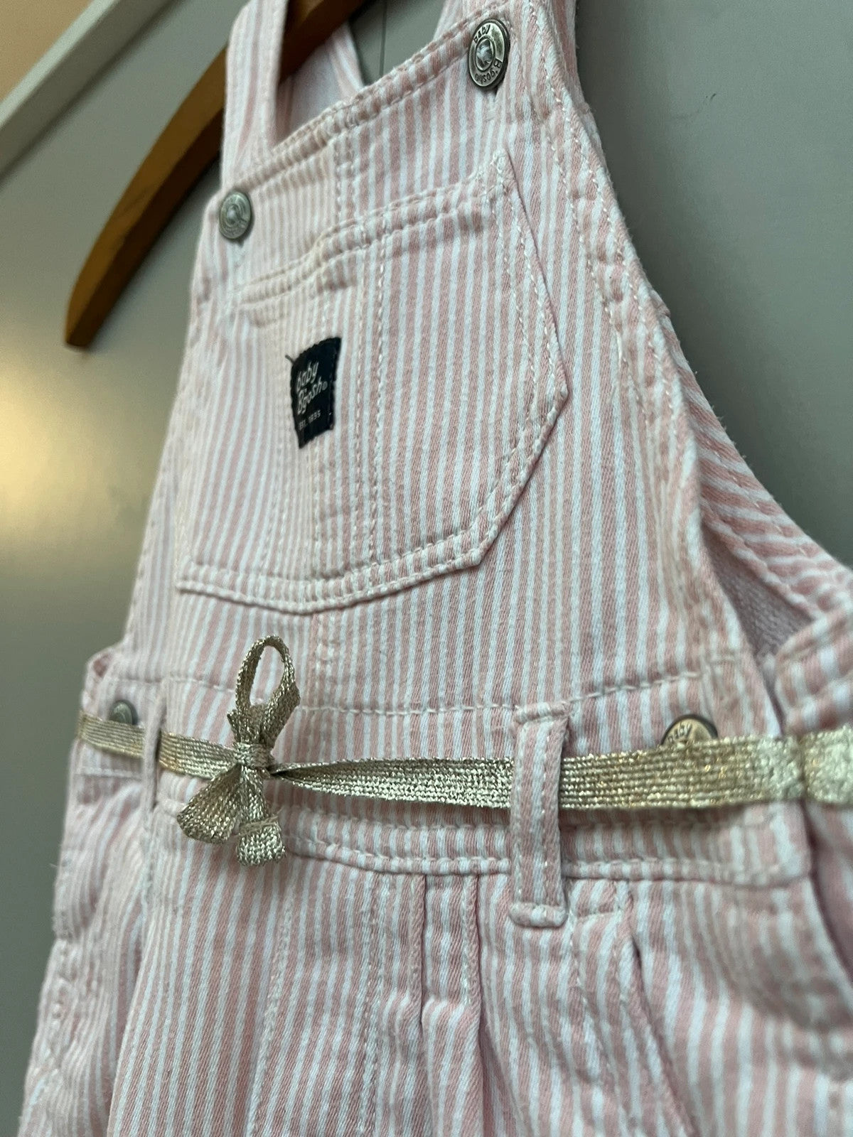 Oshkosh Pink and White Hickory Stripe 24M