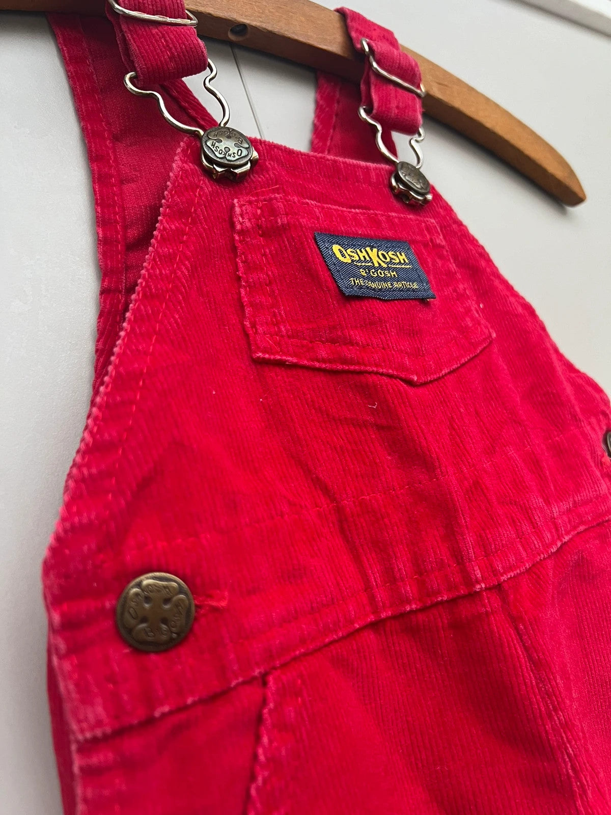 Oshkosh Vintage Red Corduroy Dungarees 6M