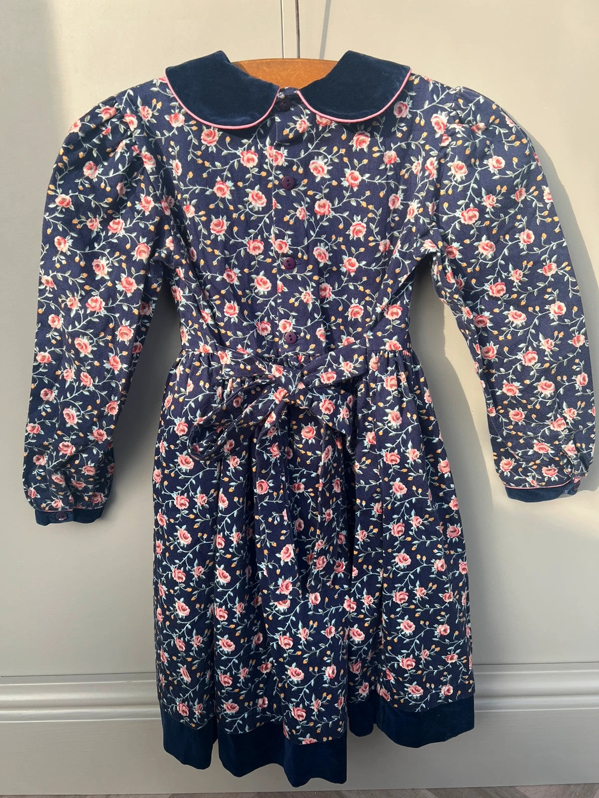 Chicaloo Vintage Girls Dress Cotton Floral Navy