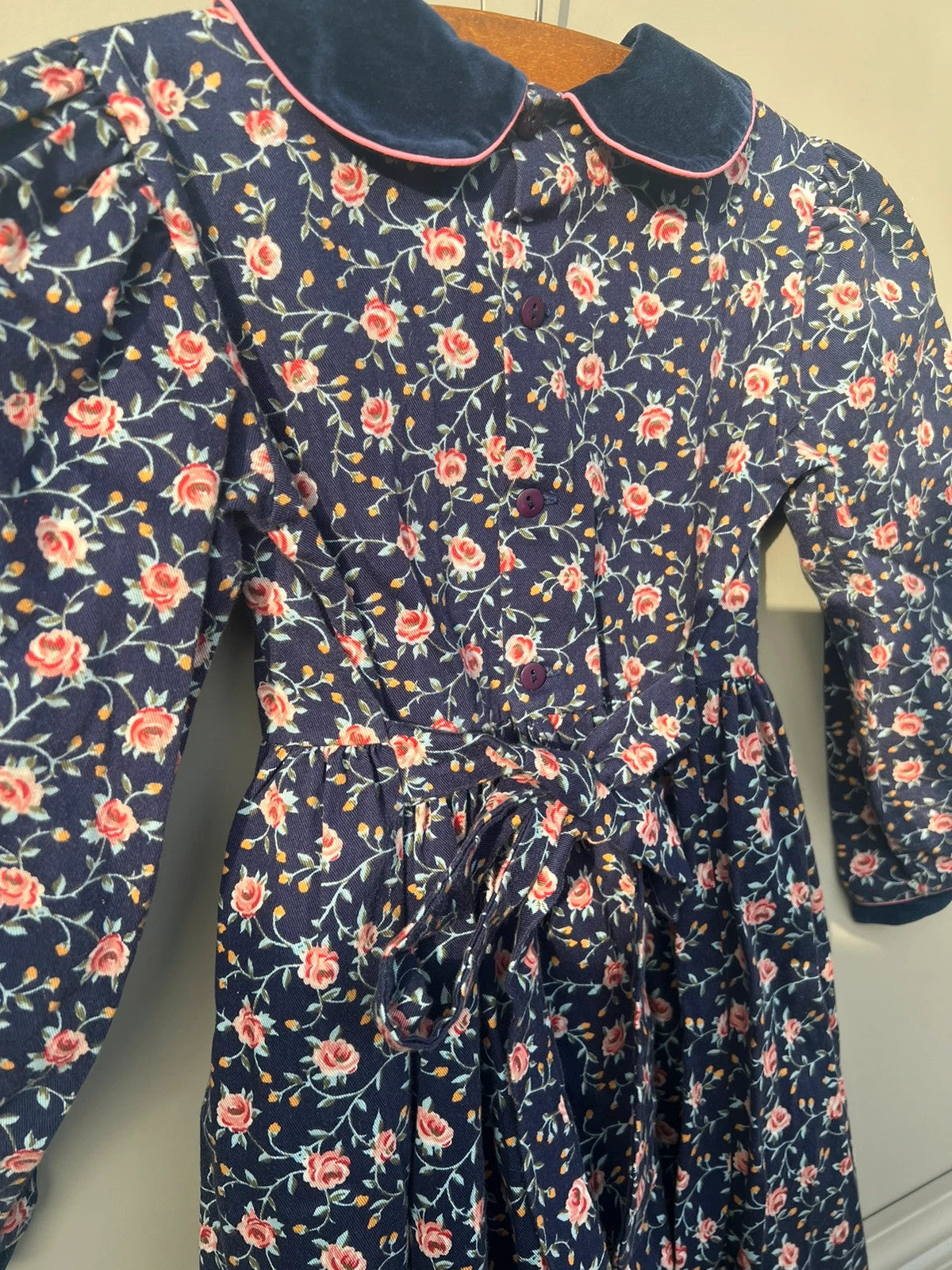 Chicaloo Vintage Girls Dress Cotton Floral Navy