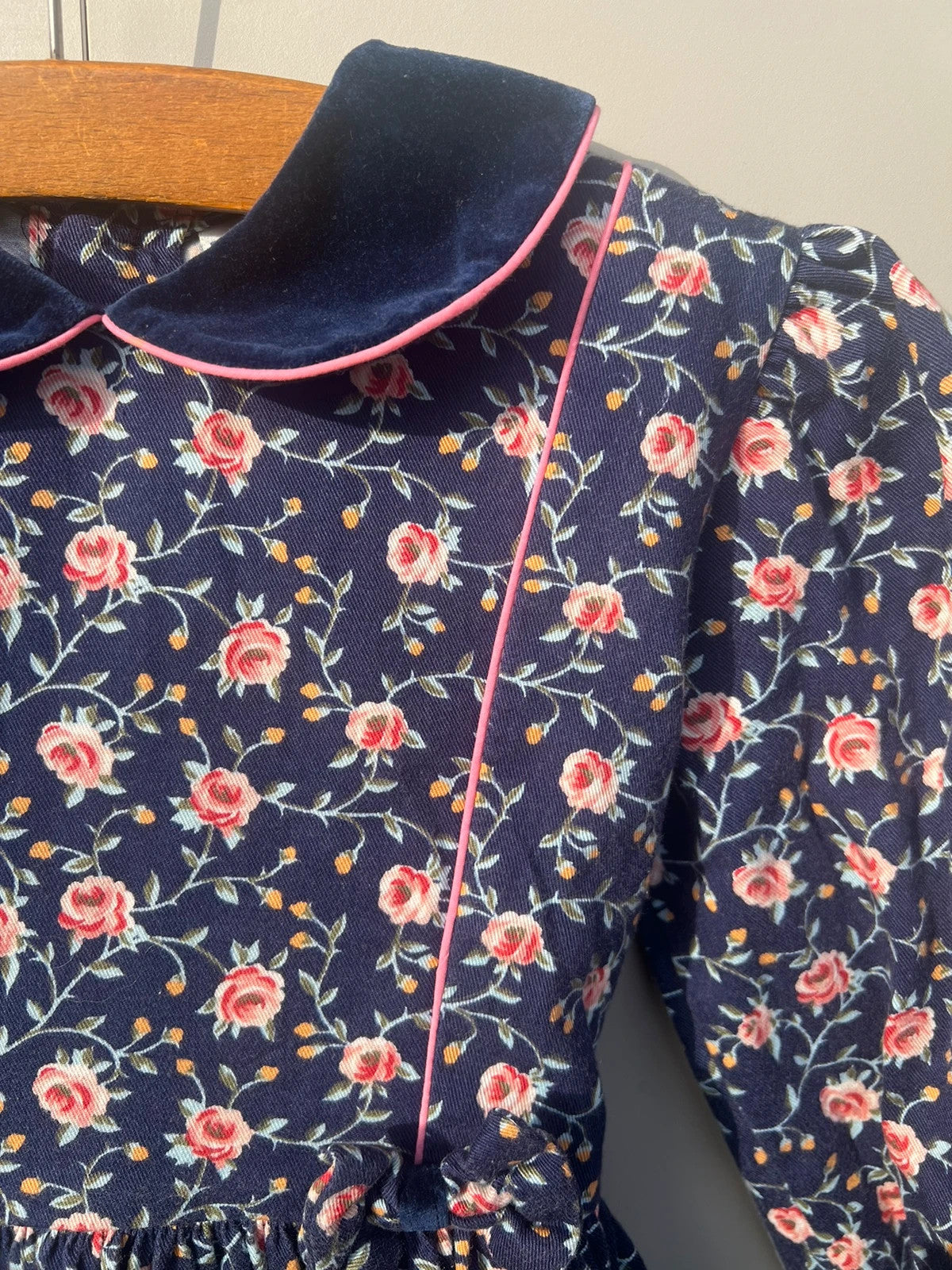 Chicaloo Vintage Girls Dress Cotton Floral Navy