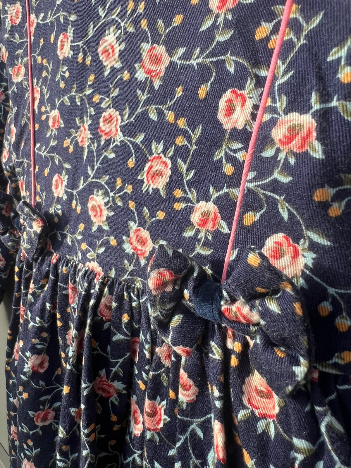 Chicaloo Vintage Girls Dress Cotton Floral Navy