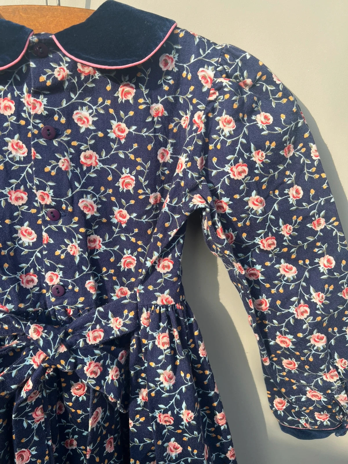 Chicaloo Vintage Girls Dress Cotton Floral Navy