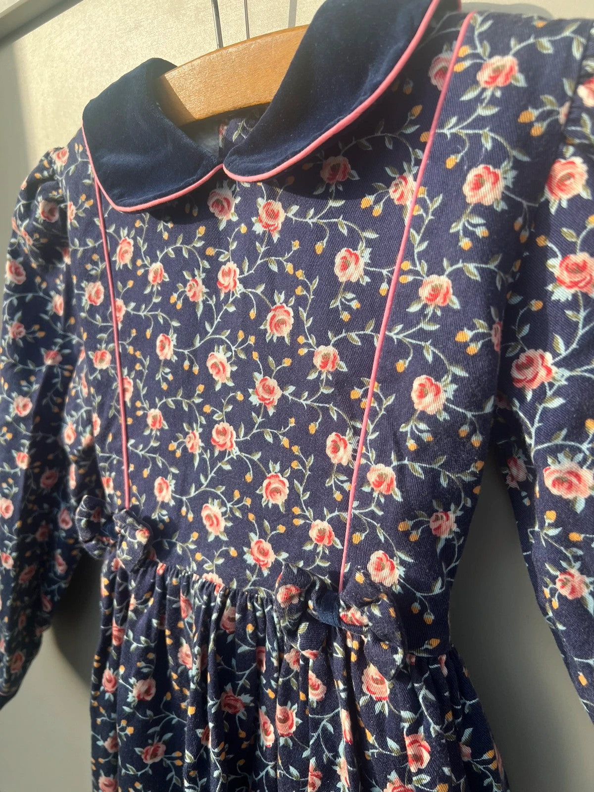 Chicaloo Vintage Girls Dress Cotton Floral Navy