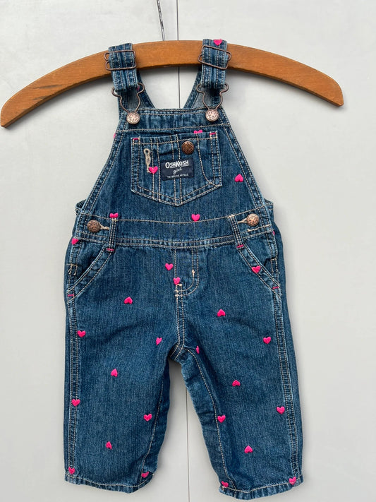 Oshkosh Heart Embroidered Dungarees 9M