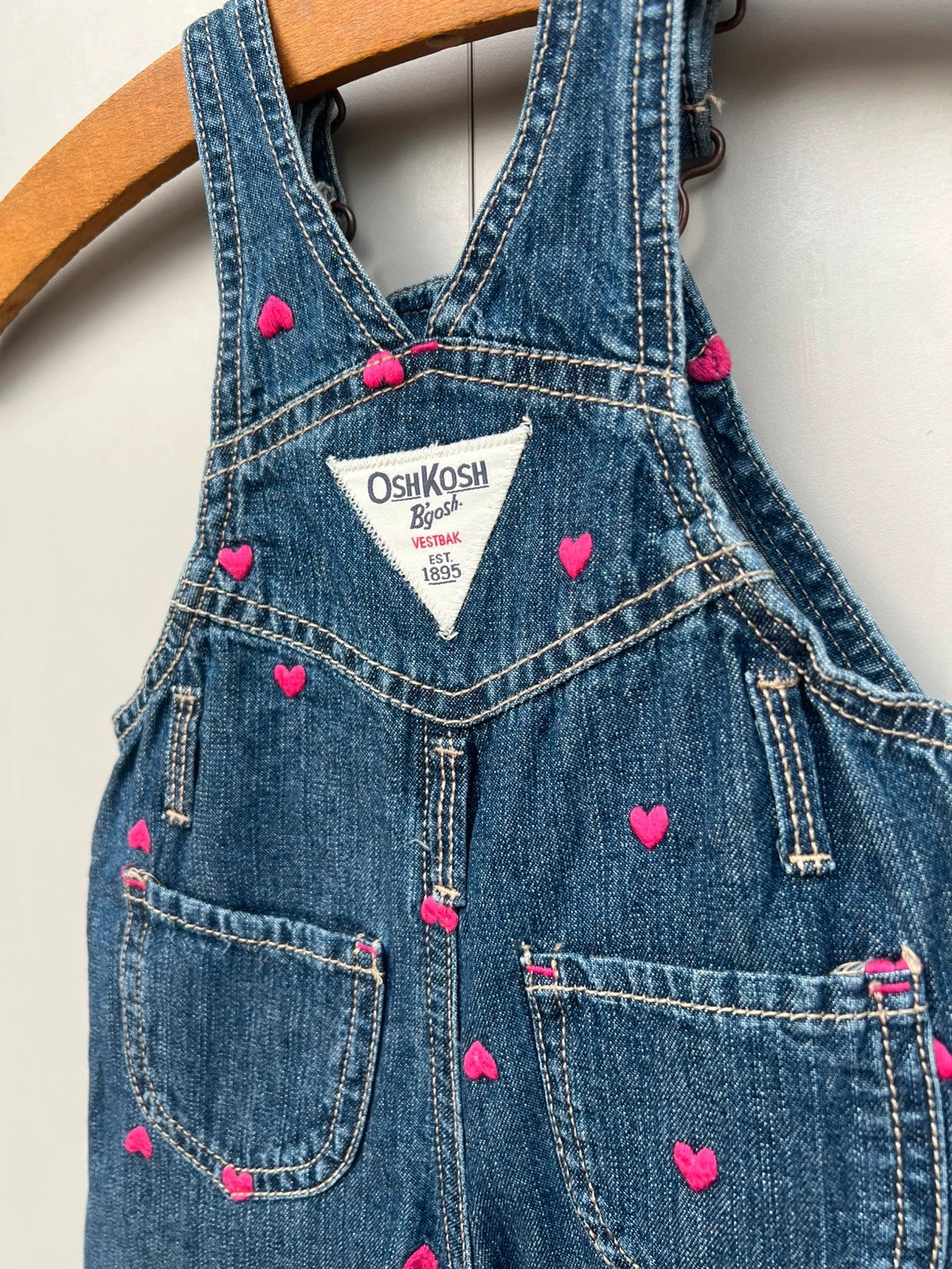 Oshkosh Heart Embroidered Dungarees 9M