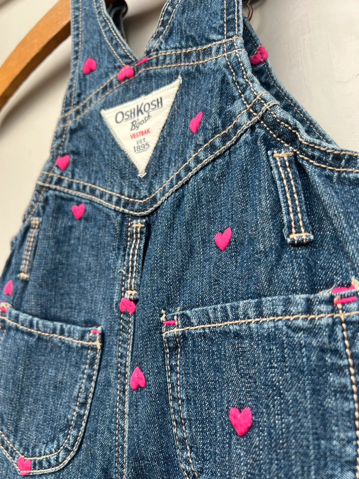 Oshkosh Heart Embroidered Dungarees 9M