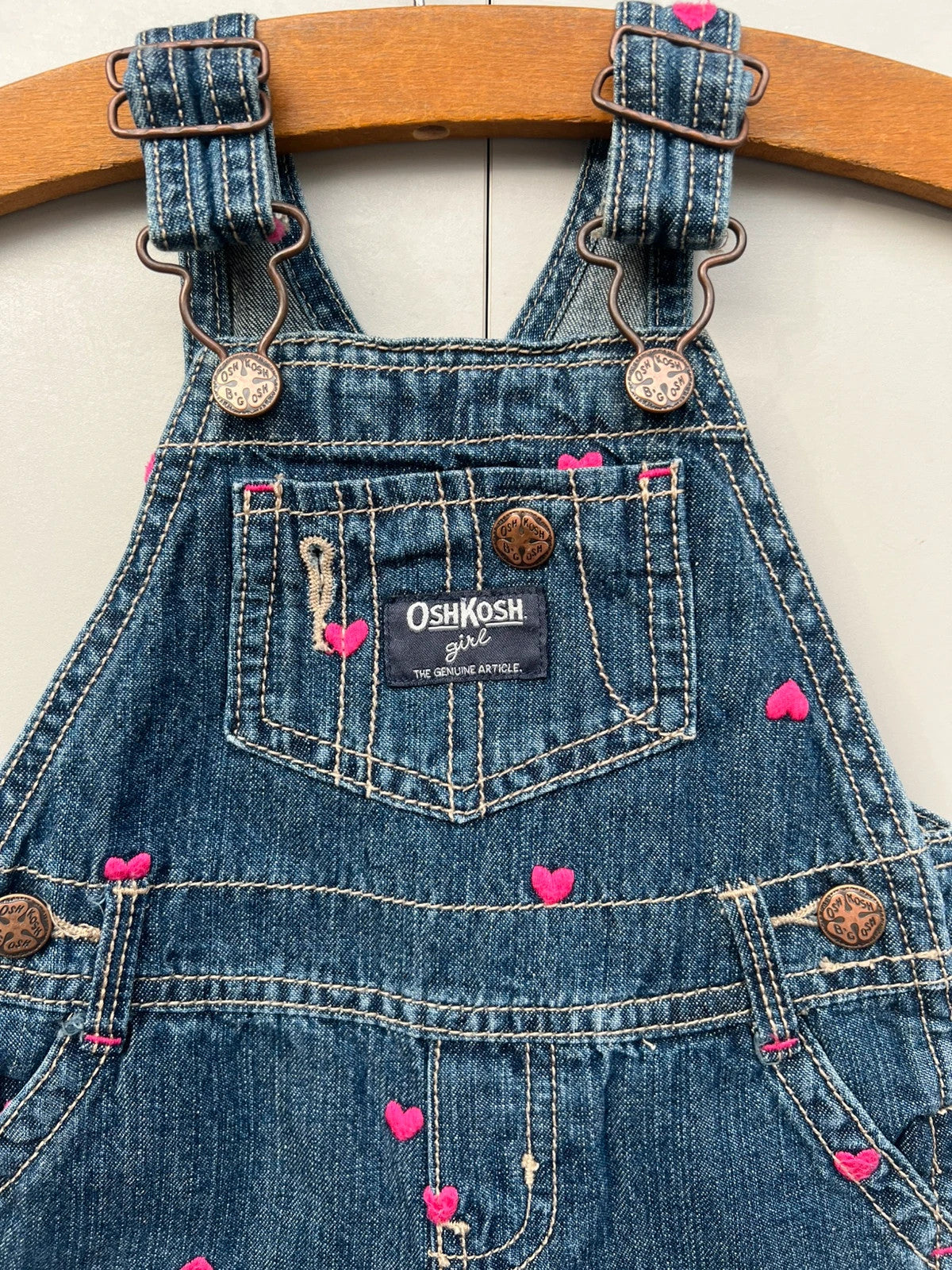 Oshkosh Heart Embroidered Dungarees 9M