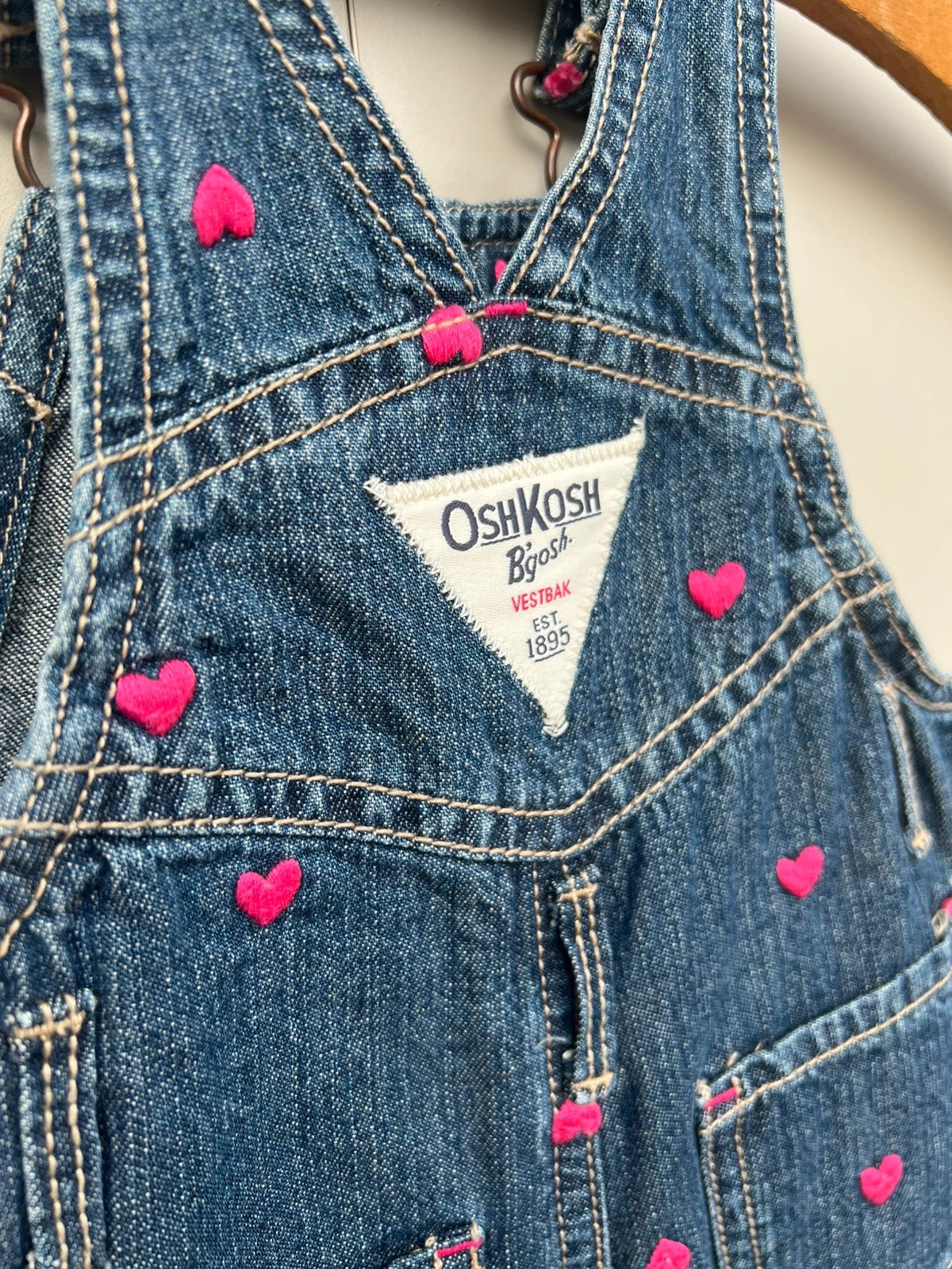 Oshkosh Heart Embroidered Dungarees 9M