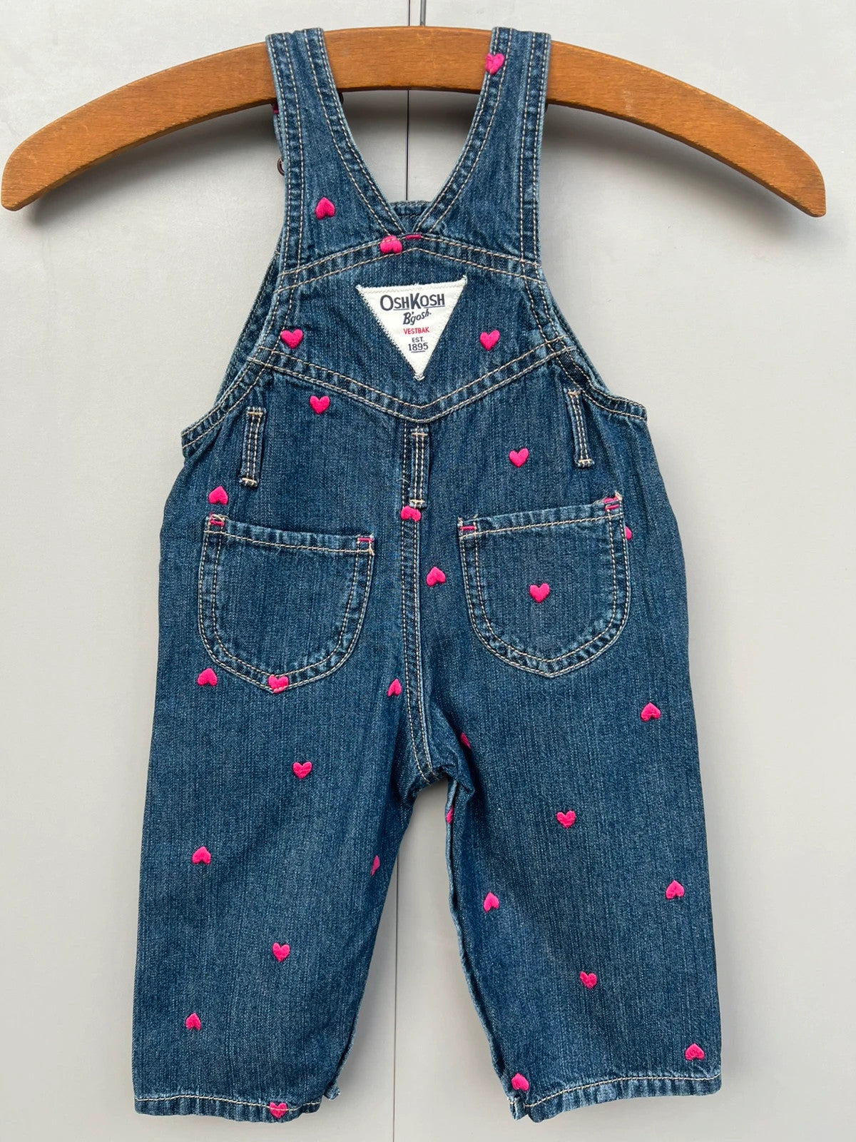 Oshkosh Heart Embroidered Dungarees 9M