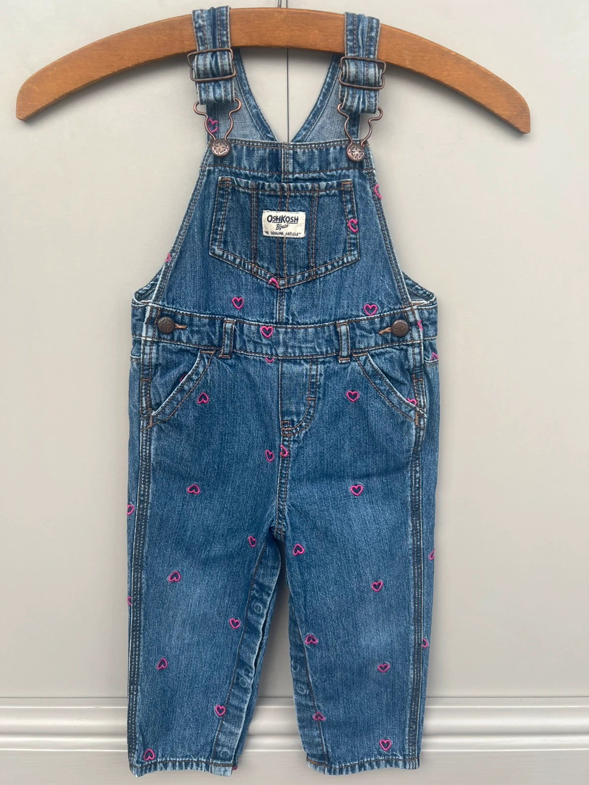 Oshkosh Heart Embroidered Dungarees 24M