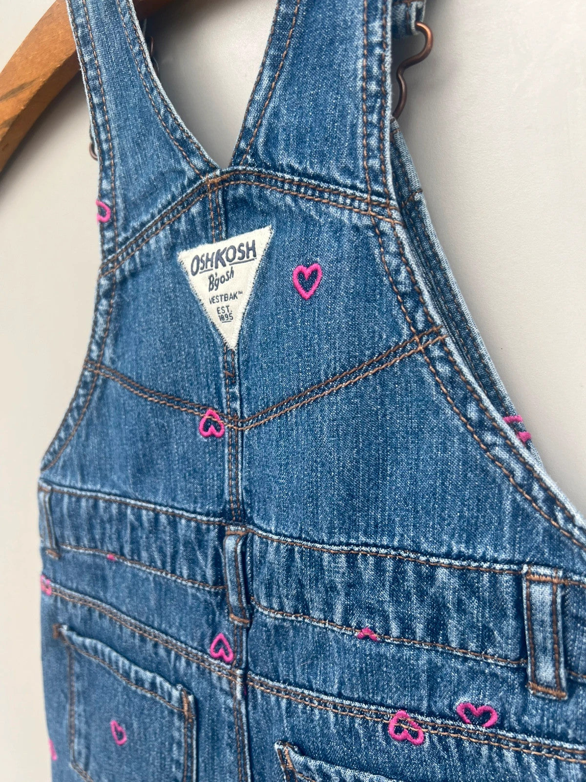 Oshkosh Heart Embroidered Dungarees 24M