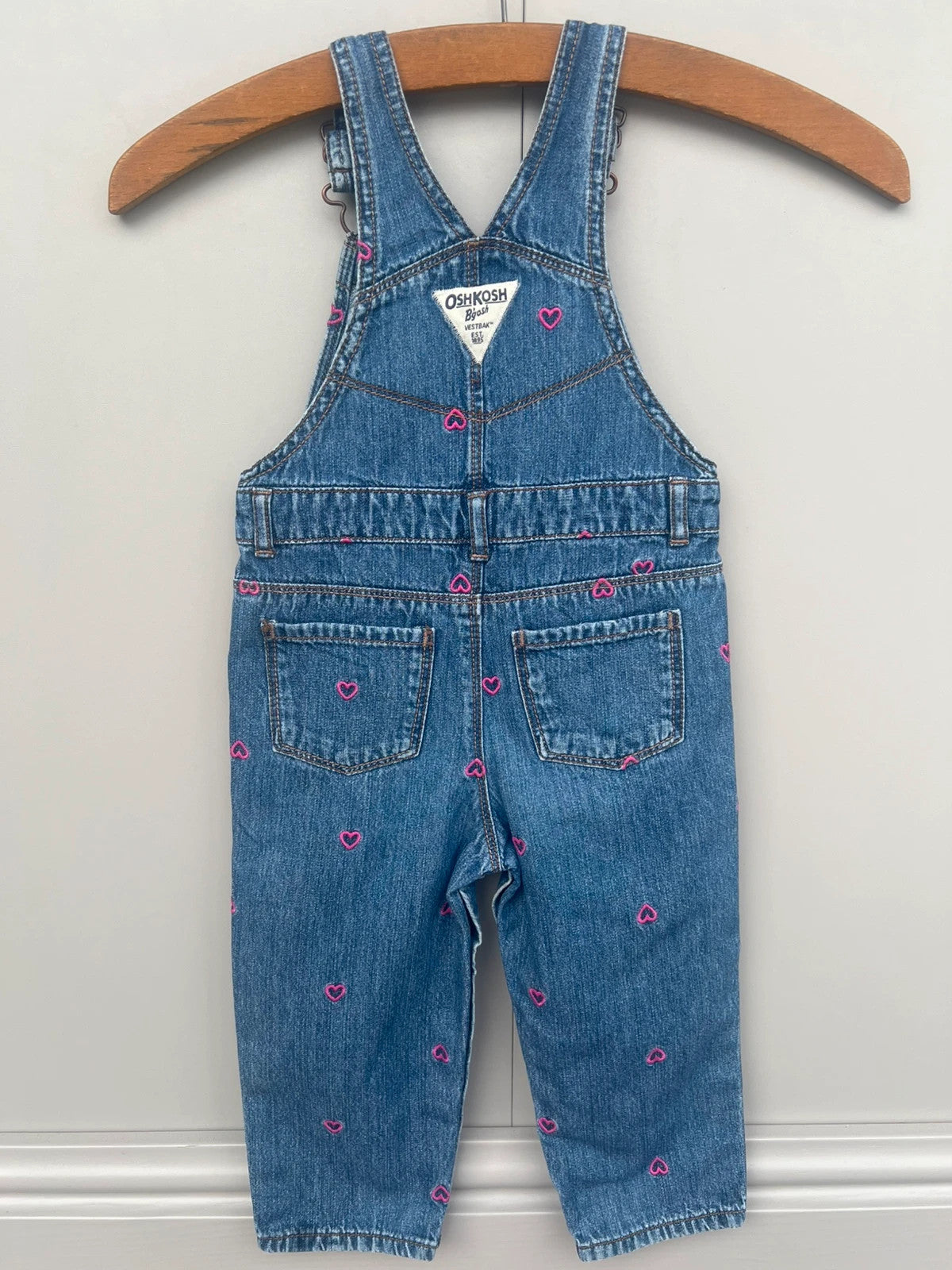 Oshkosh Heart Embroidered Dungarees 24M