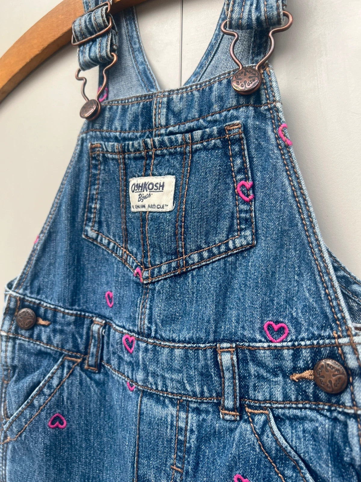 Oshkosh Heart Embroidered Dungarees 24M